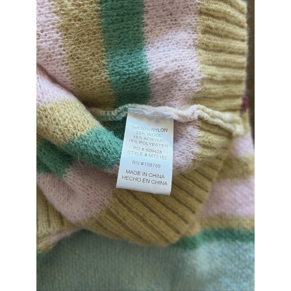 Mable Striped Cropped Sweater Womens Size M Multi Color Pastel Wool Blend Y2K - Picture 6 of 6